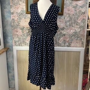 Navy Blue White polkadot women's sleeveless dress size: 4XL